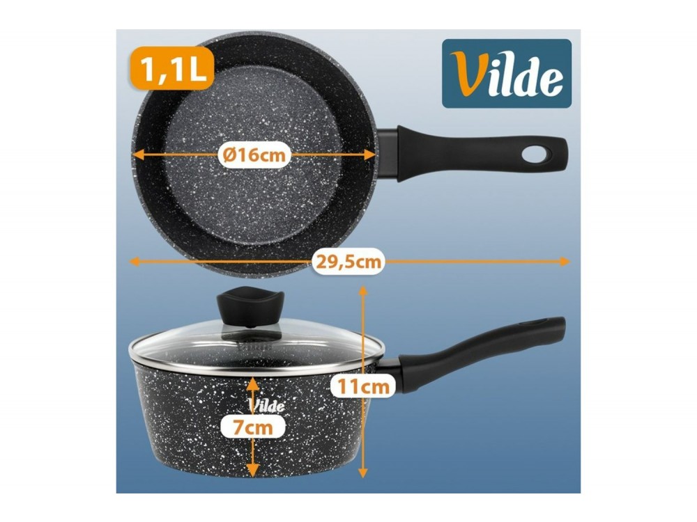 Vilde Κατσαρολάκι Γρανίτη με Γυάλινο Καπάκι 16 cm, 1.1 l