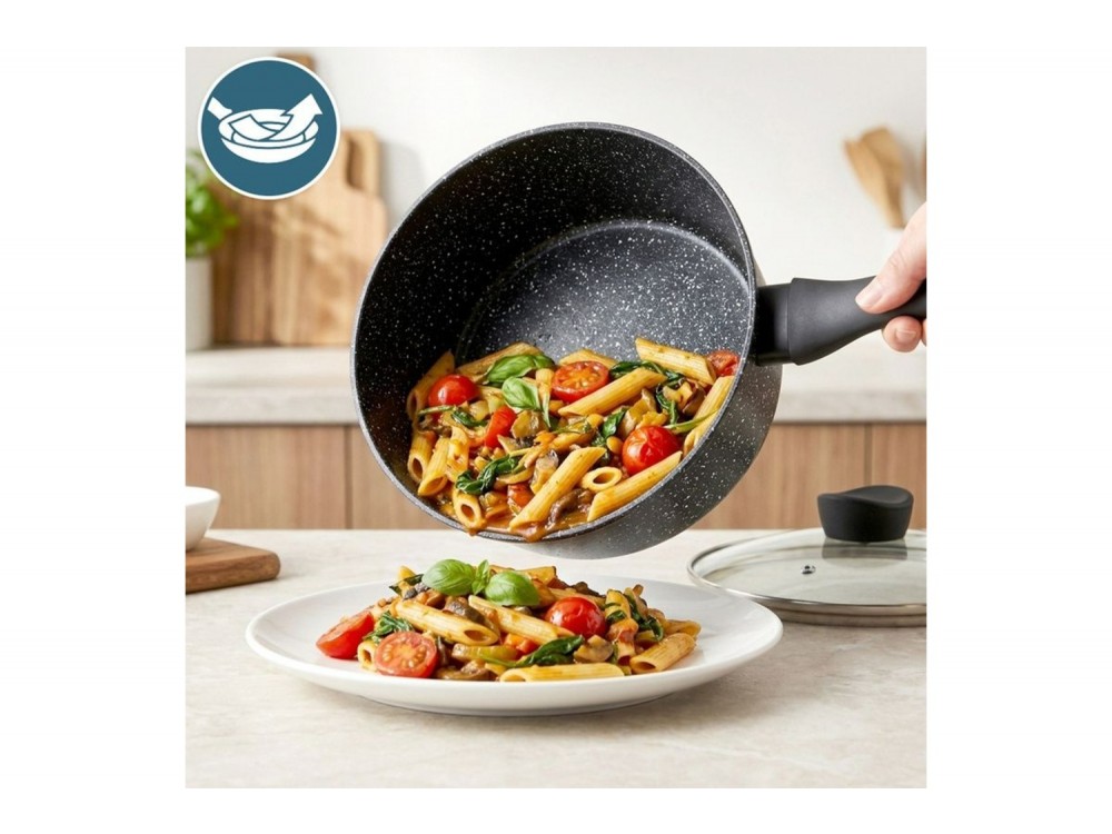 Vilde Κατσαρολάκι Γρανίτη με Γυάλινο Καπάκι 16 cm, 1.1 l