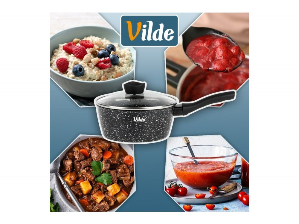 Vilde Κατσαρολάκι Γρανίτη με Γυάλινο Καπάκι 16 cm, 1.1 l