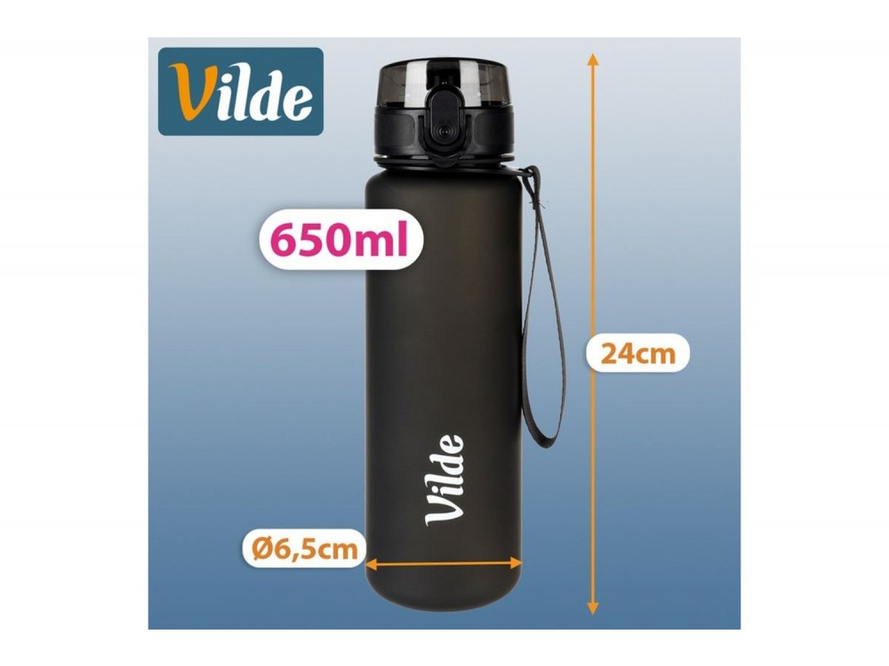 Vilde Μπουκάλι Νερού 650 ml, Black