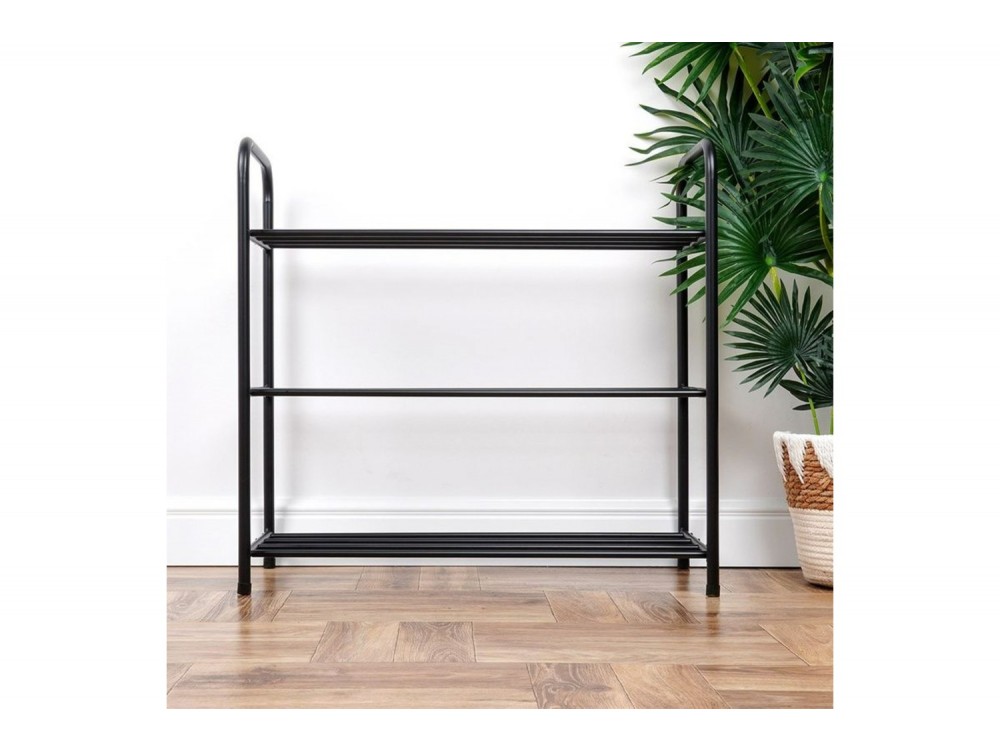 Vilde Παπουτσοθήκη Μεταλλική 3 Επιπέδων 63x28x60 cm, Black