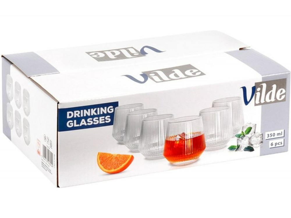 Vilde Ποτήρια Γυάλινα 350 ml Premium, Σετ 6 τεμαχίων