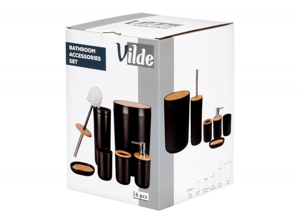 Vilde Σετ Αξεσουάρ Μπάνιου 6 τεμαχίων, Black