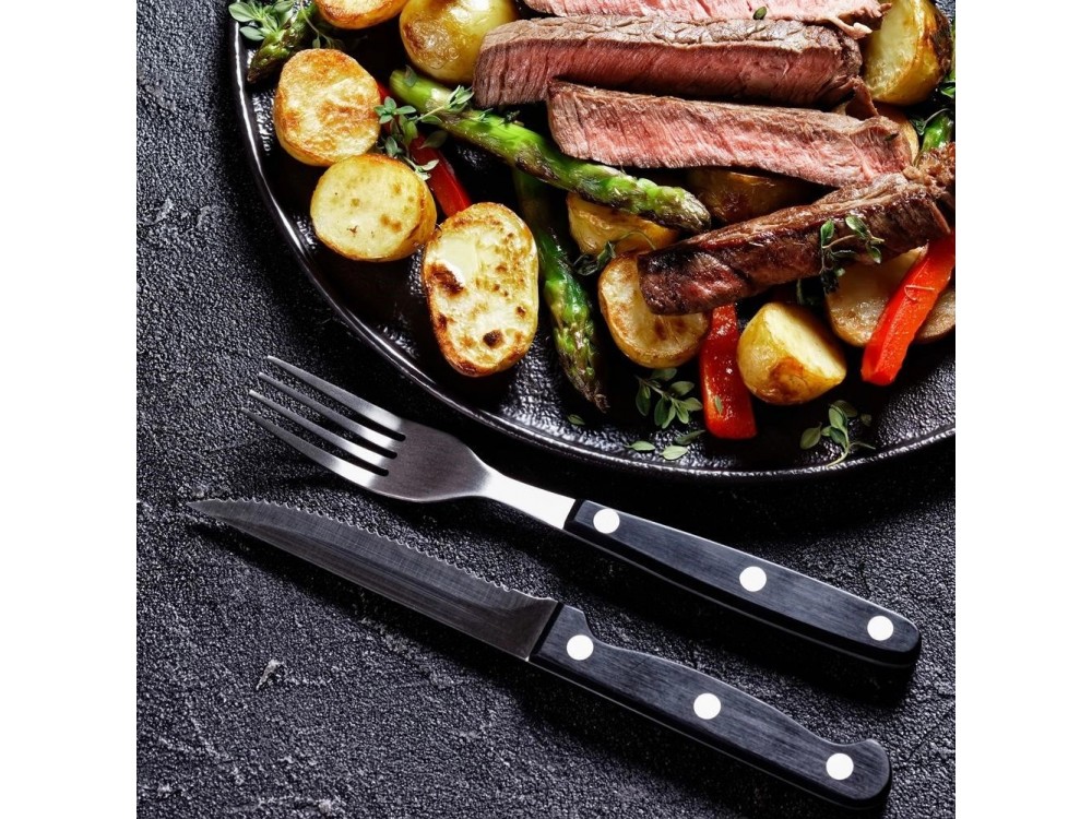 Vilde Σετ Μαχαιροπίρουνα με Μαχαίρια Steak από Ανοξείδωτο Ατσάλι, 12τμχ