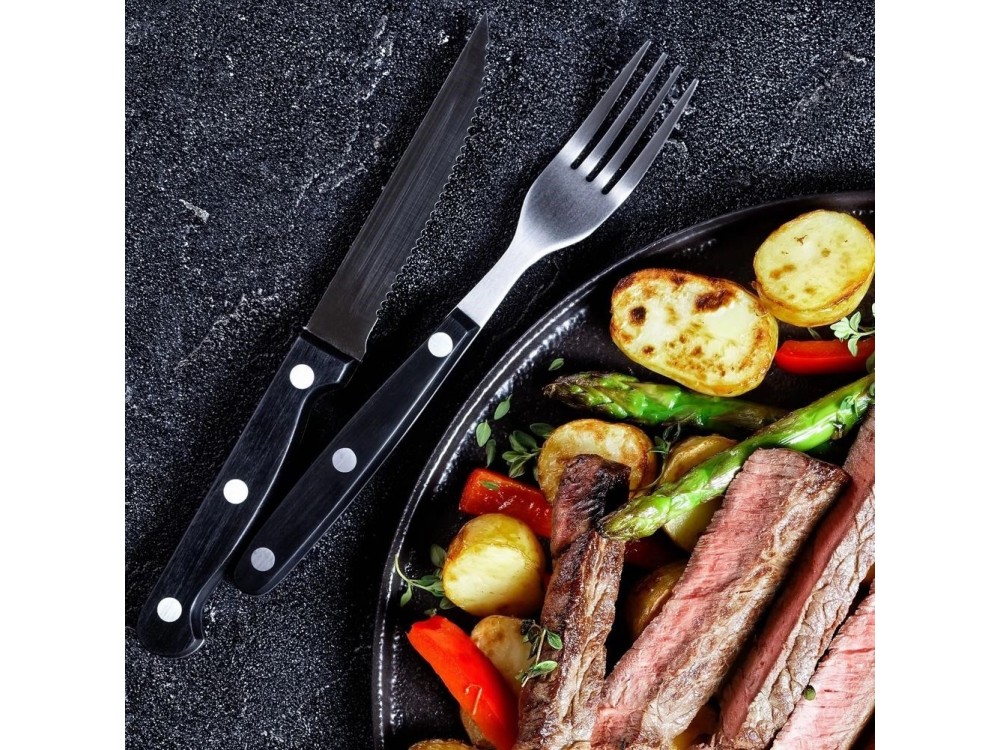 Vilde Σετ Μαχαιροπίρουνα με Μαχαίρια Steak από Ανοξείδωτο Ατσάλι, 12τμχ