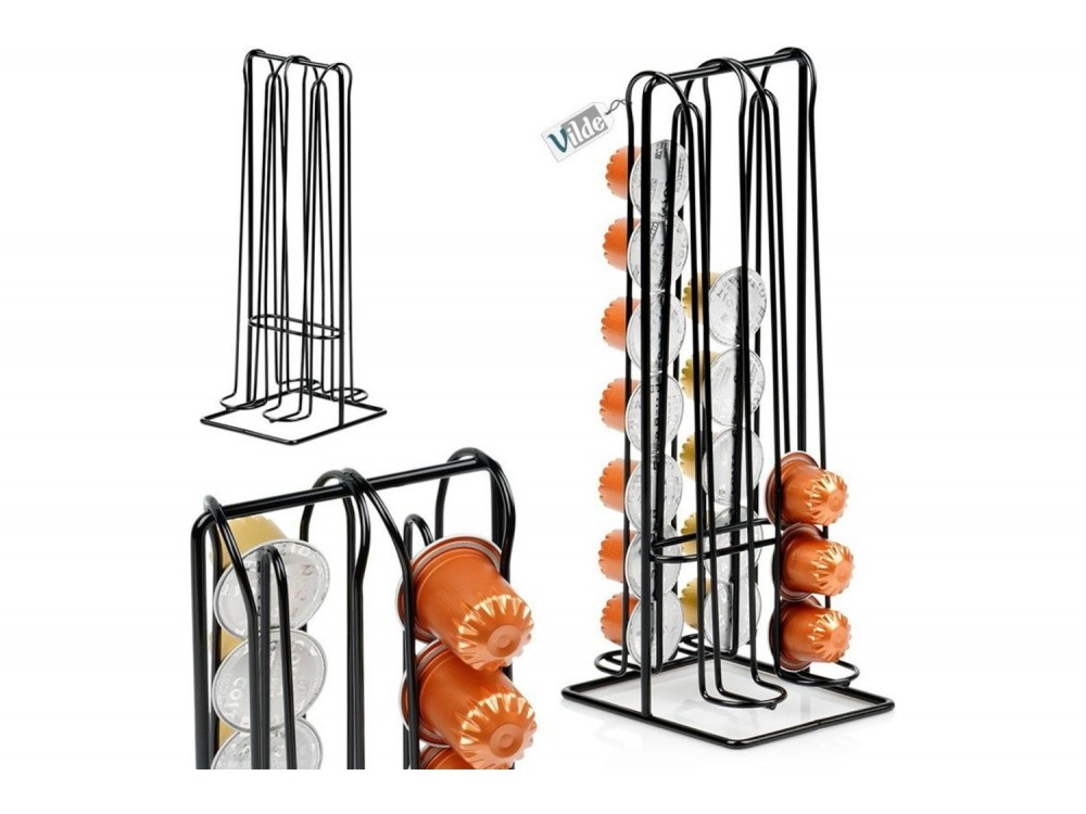 Vilde Θήκη Καψουλών Nespresso Μεταλλική 30 cm, Black