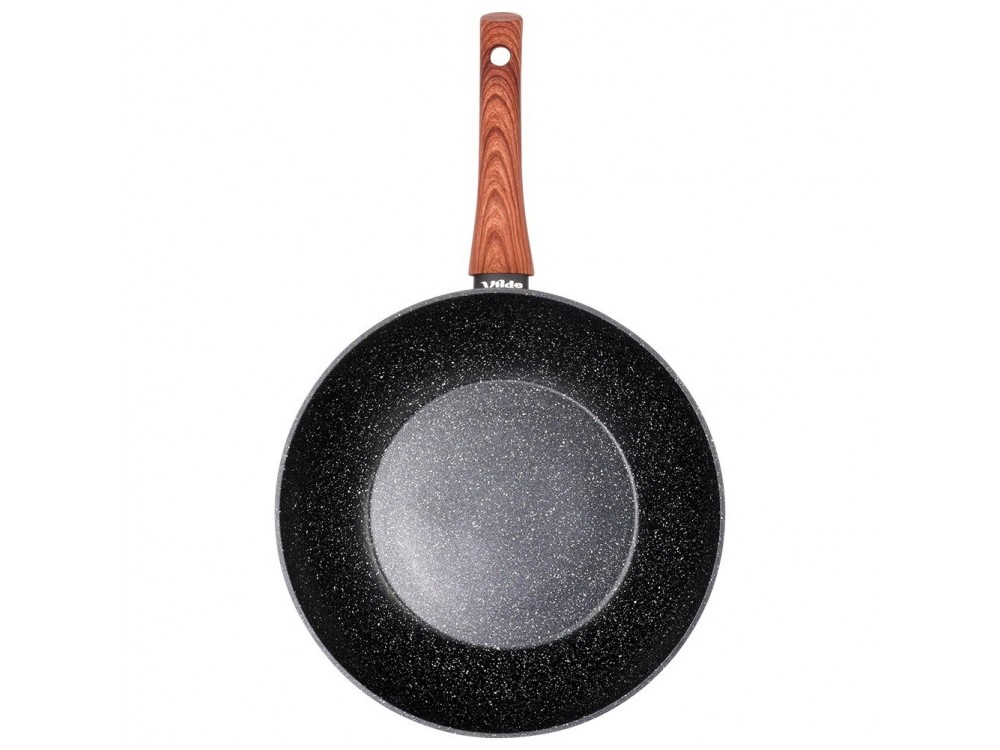 Vilde Αντικολλητικό Wok με Επίστρωση Γρανίτη GRANITICA 28cm, Black