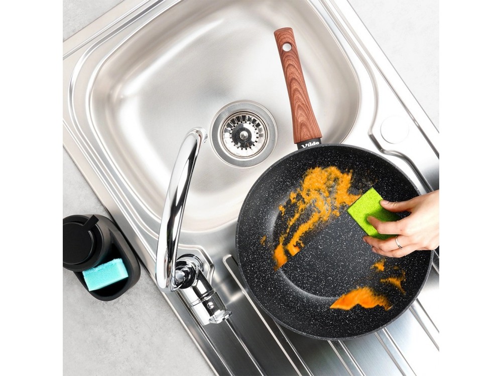 Vilde Αντικολλητικό Wok με Επίστρωση Γρανίτη GRANITICA 28cm, Black