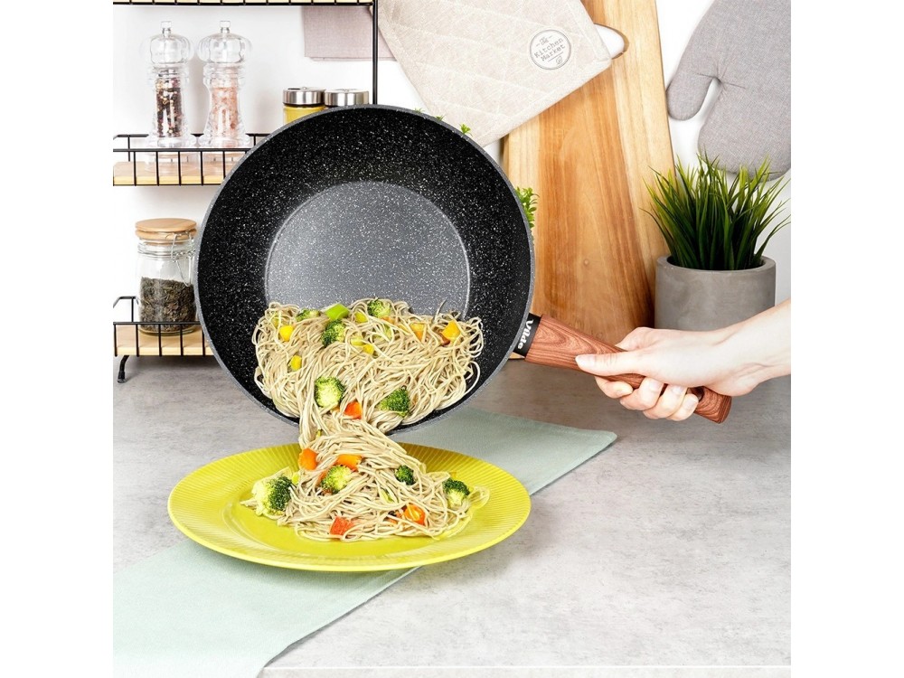 Vilde Αντικολλητικό Wok με Επίστρωση Γρανίτη GRANITICA 28cm, Black