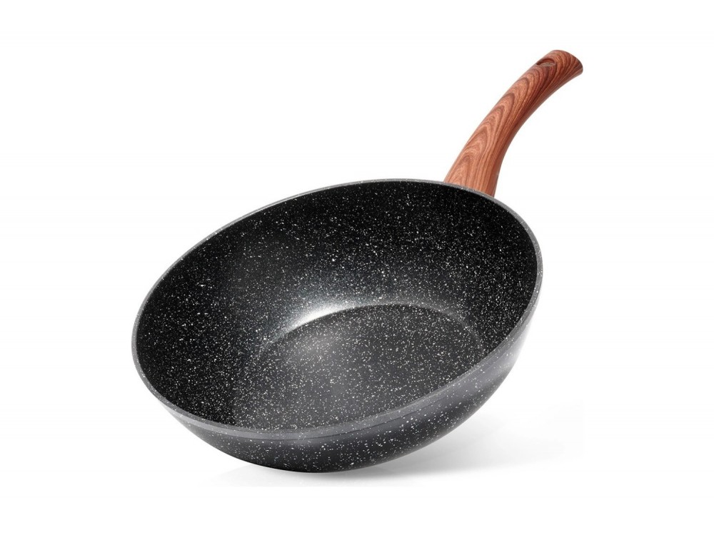 Vilde Αντικολλητικό Wok με Επίστρωση Γρανίτη GRANITICA 28cm, Black