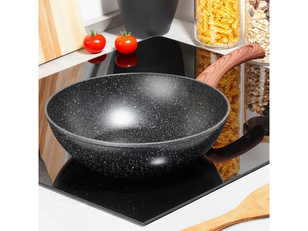 Vilde Αντικολλητικό Wok με Επίστρωση Γρανίτη GRANITICA 28cm, Black