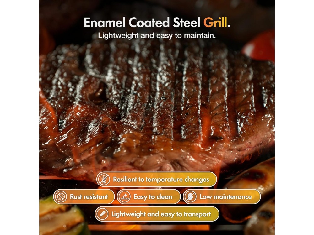 VonHaus Ψησταριά Κάρβουνου 40x30cm BBQ 2-in-1 American Style Grill & Smoker, Ρυθμιζόμενη καθ' Ύψος