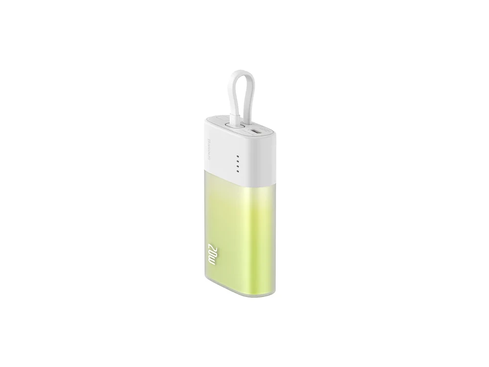 Baseus Popsicle Mini Fast 5.2k Power Bank 5,200mAh with Built-in USB-C Cable, Green
