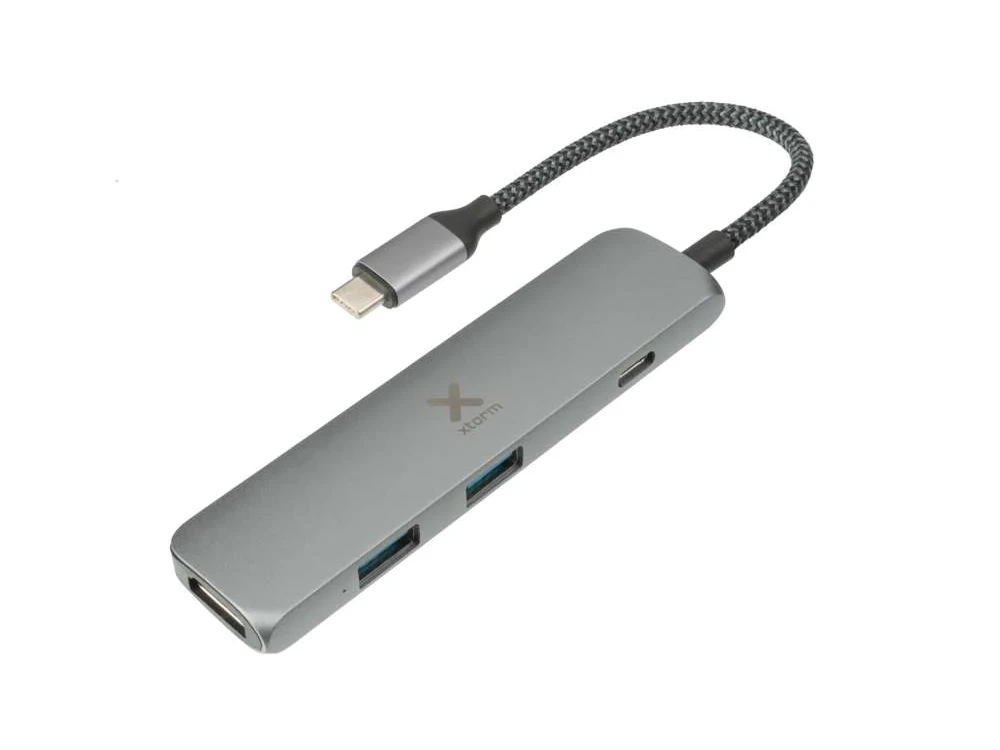 Xtorm Worx 4-in-1 USB-C data hub with 4K@60Hz HDMI + 2* USB3.0 ports + 60W PD charging, cable with nylon braid