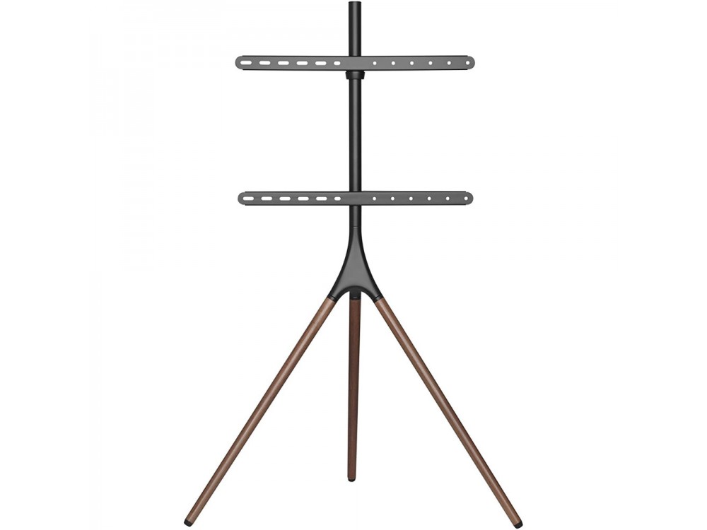 Techly Walnut Design TV Floor Stand, Floor TV Stand 45"-65" and 32kg, Black