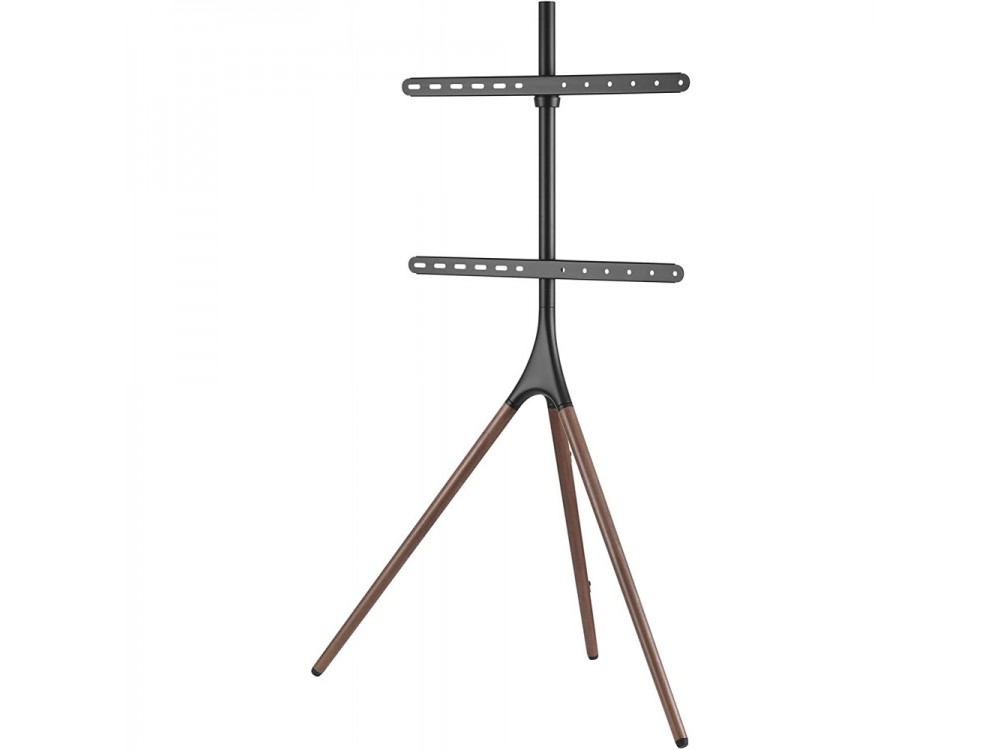 Techly Walnut Design TV Floor Stand, Floor TV Stand 45"-65" and 32kg, Black