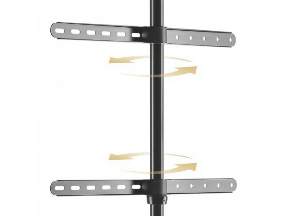 Techly Walnut Design TV Floor Stand, Floor TV Stand 45"-65" and 32kg, Black
