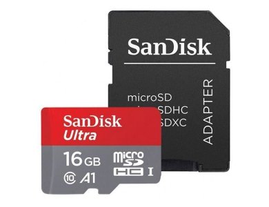 Sandisk Ultra Android microSDHC 16GB Class 10 A1 98MB/s With Adapter - SDSQUAR-016G-GN6MA
