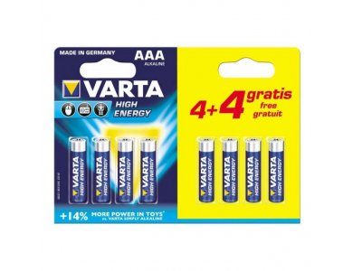 Alcaline Batteries AAA 1.5V Varta High Energy 4+4 Pcs