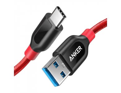 Anker Powerline+ USB-C σε USB 3.0 6ft. Nylon braided -A8169091, Red