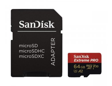 Sandisk Extreme Pro microSDHC 64GB U3 V30 A2 with Adapter 170MB/s