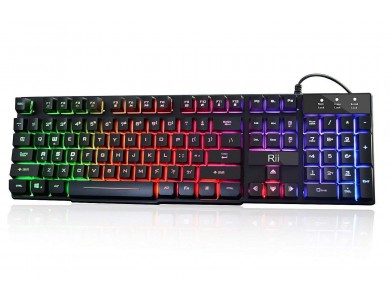 Rii RK100+ Gaming Mechanical Feeling Πληκτρολόγιο με 5 LED lights
