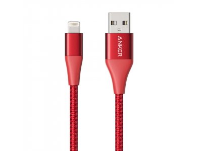 Anker PowerLine+ ΙΙ 3ft. Lightning cable for Apple, Nylon braided- A8452091, Red