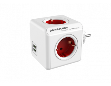 Allocacoc PowerCube Original 4 Πριζών Σούκο & 2 USB Κόκκινο - 1202RD/DEOUPC