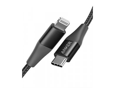Anker PowerLine+ ΙΙ USB-C σε Lightning καλώδιο 0.9μ. για Apple iPhone / iPad / iPod MFi, με Νάυλον ύφανση - A8652011, Μαύρο