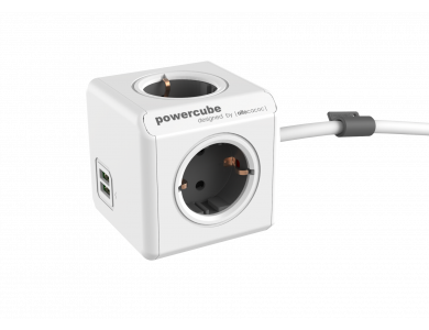 Allocacoc PowerCube Extended 4 Πριζών Σούκο & 2 USB 1.5m Γκρι - 1406GY/DEEUPC