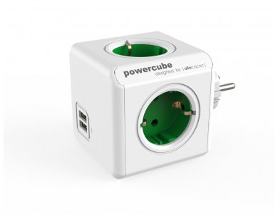 Allocacoc PowerCube Original 4 Πριζών Σούκο & 2 USB Πράσινο - 1202GN/DEOUPC