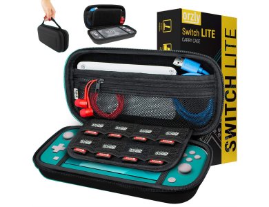 Orzly Nintendo Switch Lite carrying case for device and accessories, black