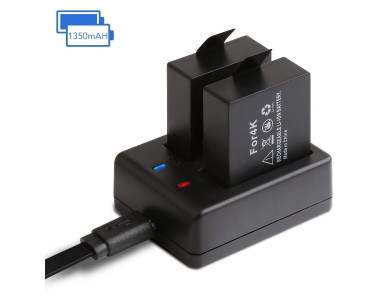 Apeman B1510 Action Camera Battery Rechargeable Dual 1350mAh and USB Dual Battery Charger