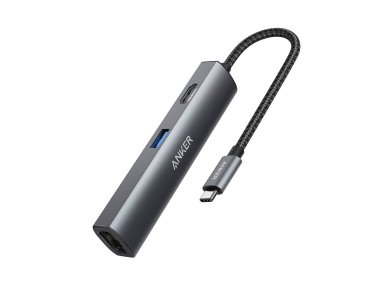 Anker PowerExpand+ 5-in-1 Premium USB C Data Hub - HDMI/4K*1 + USB3.0*3 + Gbps LAN with Nylon braiding - A83380A1