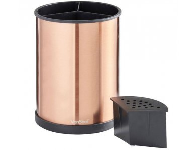VonShef Rotating Kitchen Utensil Holder 360°, 18.5 x 14 cm-Copper Effect, Stainless steel - 07/694