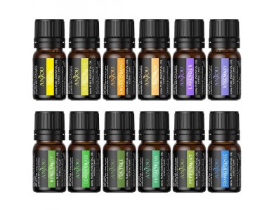 Anjou Essential Oils - Set of 12 * 5ml, 100% pure oils, Aromatherapy,  preservative-free