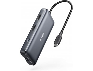 Anker PowerExpand 8-in-1 USB C Data Hub-HDMI/4K*2 + LAN*1 + USB3.0*2 + SD/Micro SD Card reader*1 + 100W PD Charging*1 - A83800A1