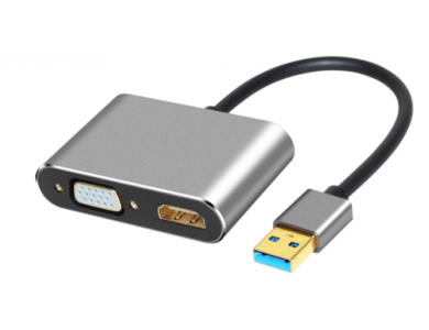 Nordic USB to VGA+HDMI Adapter, Space Grey - USB-VGAHD