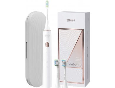 Sonic Electric Toothbrush,SOOCAS Powerful Whitening Toothbrush 4 Modes Rechargeable Travel Toothbrushes IPX7 Waterproof USB Fast Charging (X3U, White)
