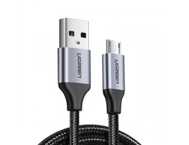 Ugreen Καλώδιο Micro USB 0,25μ. με Νάυλον Ύφανση, Μαύρο - 60144