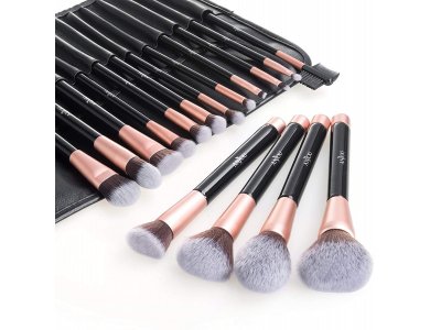 Anjou Makeup 16 brush set, Cruelty-free, Vegan, with carrying pouch - AJ-MTA002