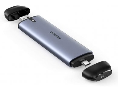 Ugreen M.2 NGFF SSD Enclosure, USB-A & USB C 3.1 Gen2, Εξωτερική Θήκη Σκληρού Δίσκου B-Key/M+B Key 6Gbps, Ασημί - 70533