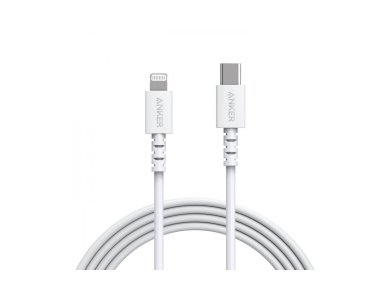 Anker PowerLine Select 0.9μ. Lightning Καλώδιο σε USB-C για Apple iPhone / iPad / iPod MFi & PD Φόρτιση, Λευκό - A8612G21