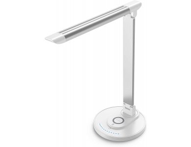 TaoTronics TT-DL036 Touch control Desk Lamp with Wireless Charger 7.5W/10W & USB Port, Silver