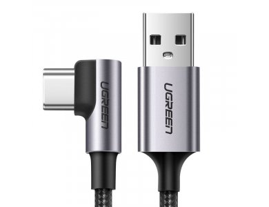 Ugreen Angle 90° USB-C cable 2m. Nylon Braiding, Black - 50942