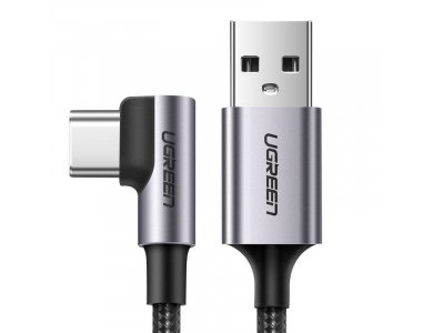 Ugreen Γωνιακό 90° USB-C καλώδιο 2μ. Με Νάυλον ύφανση, Μαύρο - 50942