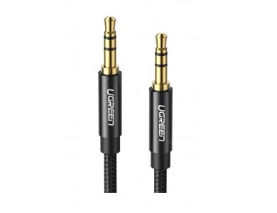Ugreen Audio AUX Cable, 6ft. Gold Plated, Nylon Braiding, Black - 50363