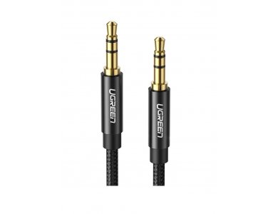 Ugreen Audio AUX Cable, 3ft. Gold Plated, Nylon Braiding, Black - 50361