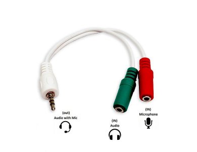 Maxpower 2*3.5mm Female to 3.5mm Male Auxiliary Stereo Y Headset/Microphone Combiner Audio Cable  20cm