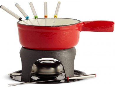 VonShef Swiss Fondue Set, Cast Iron Pot, fondue set with 6 forks - 1500048